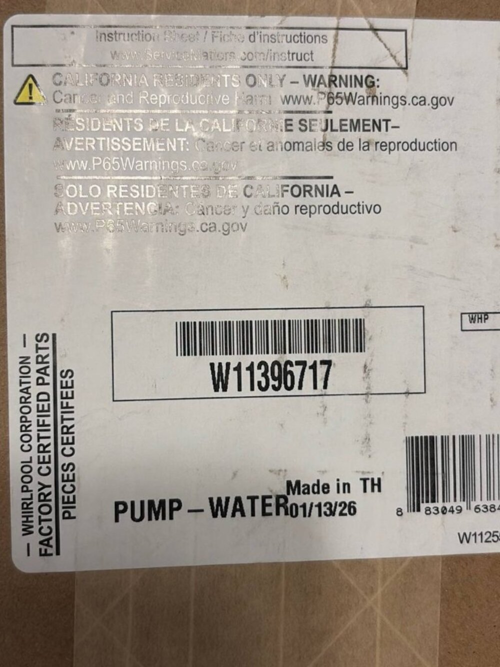 W11396717 WP w11396717 Pump GE OEM BRAND NEW not counterfeit copy